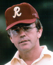 Pro Football Hall of Famer Joe Gibbs coaching on the sidelines for the Washington Redskins