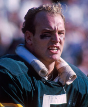 Pro Football Hall of Famer Paul Hornung wearing number 5 for the Green Bay Packers